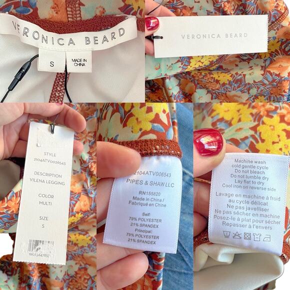 VERONICA BEARD Vilena Leggings Floral Orange Multi High Rise Workout Small NWT - Picture 6 of 11